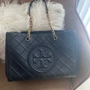 Tory Burch Black Leather Tote Bag
